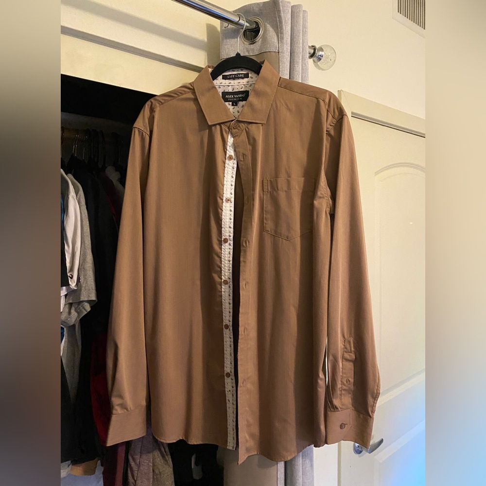 Men’s Large beige ‘ALEX VANDO PREMIUM’ dress shirt